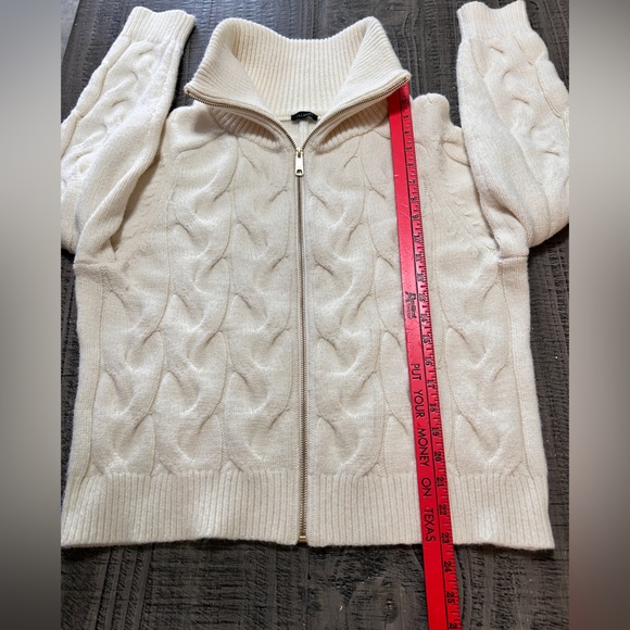 Talbots Cream Cowl Neck Cardigan Zip Up Sweater - Picture 10 of 13